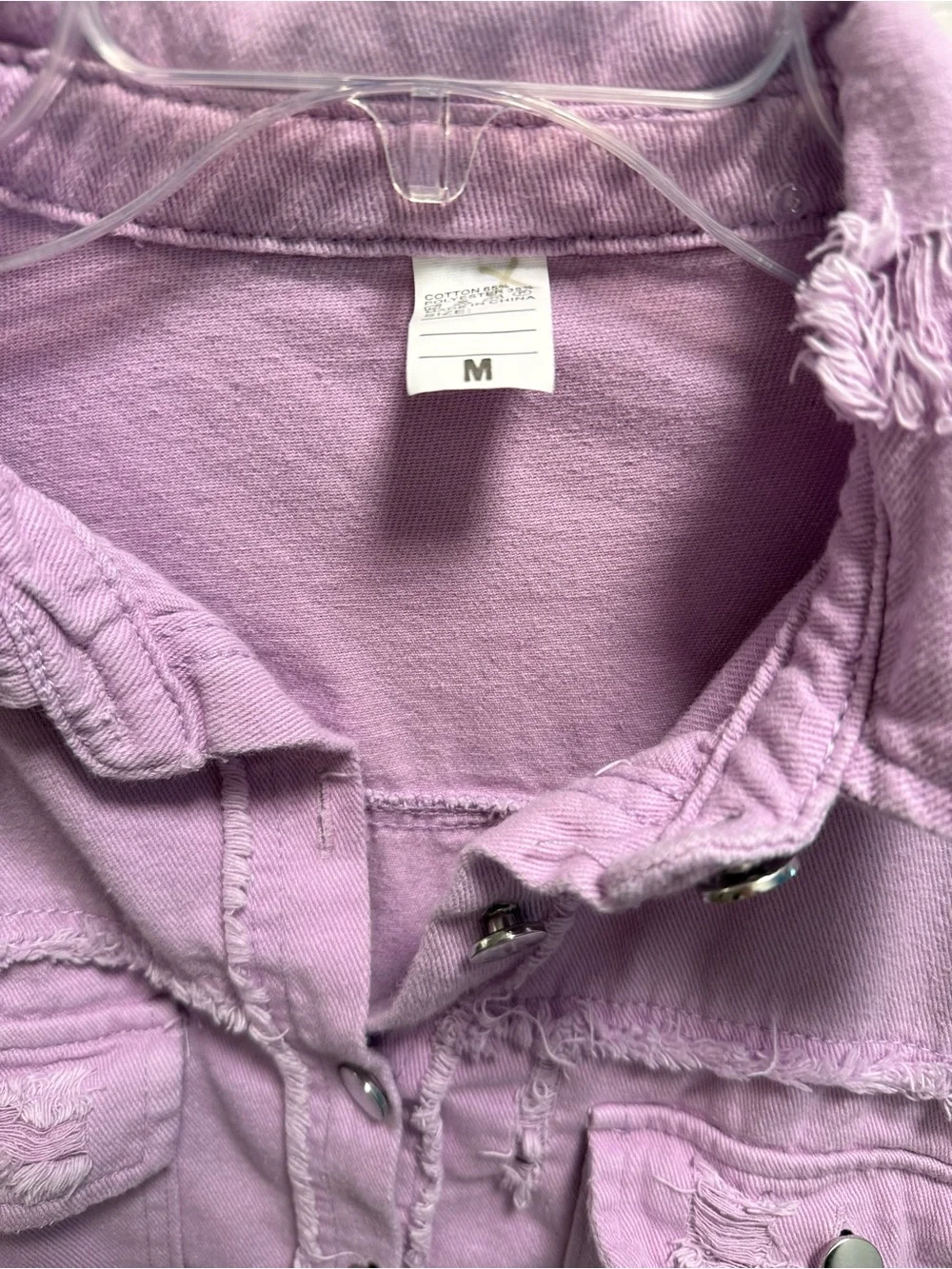 Lavender Distressed Jean Shacket - Picture 5 of 5